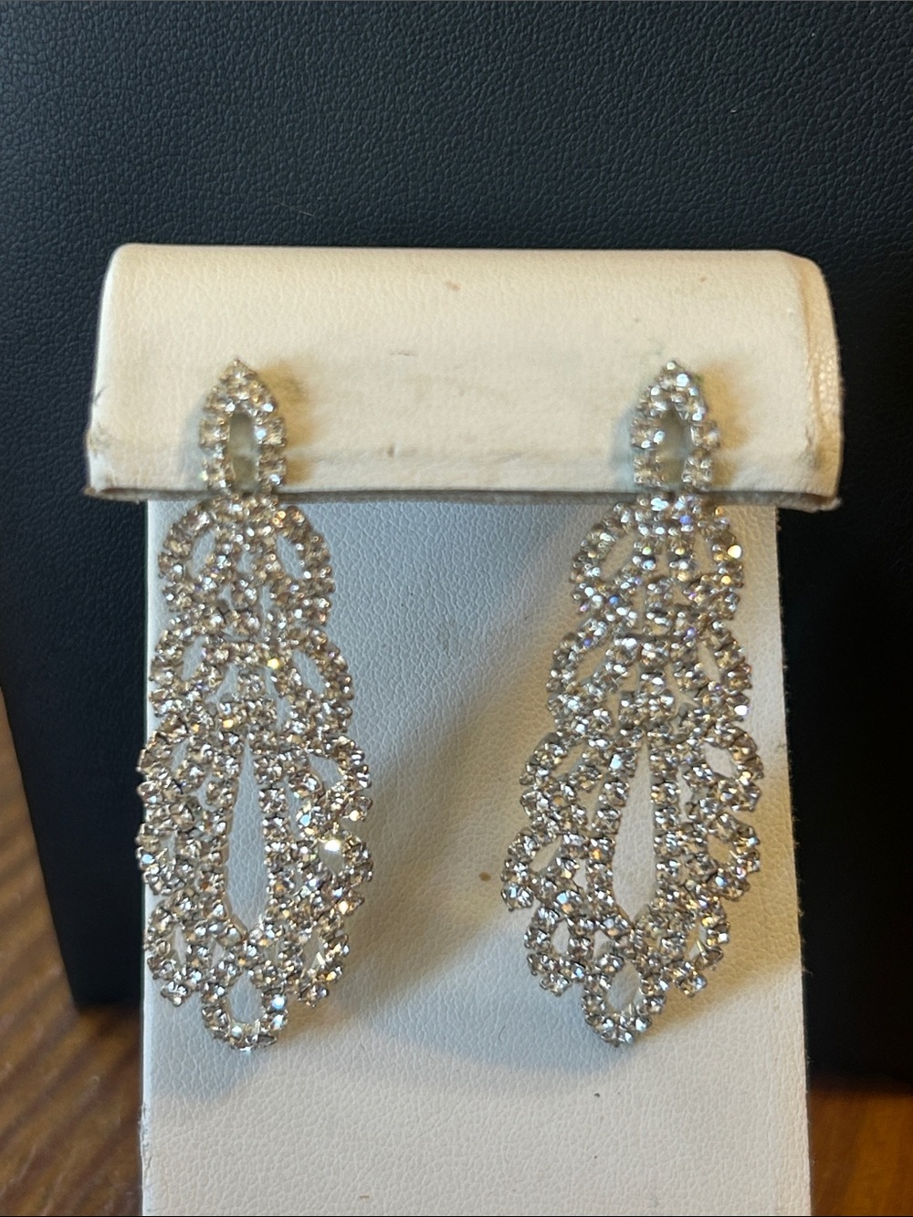 Rhinestone Cascade Statement Stud Earrings - Silver Tone